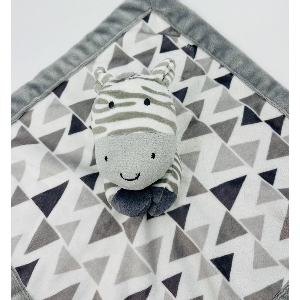 Lullaby Lane Zebra Baby Lovey Security Blanket Rattle Gray And White Plush 11 in